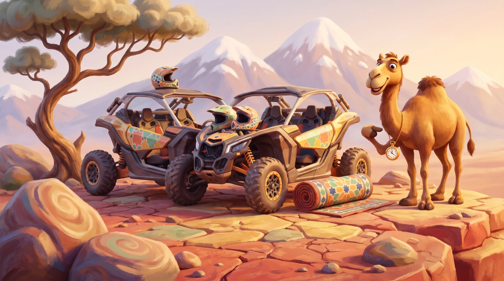 Pause thé au bivouac berbère pendant une demi-journée buggy dans le désert d'Agafay